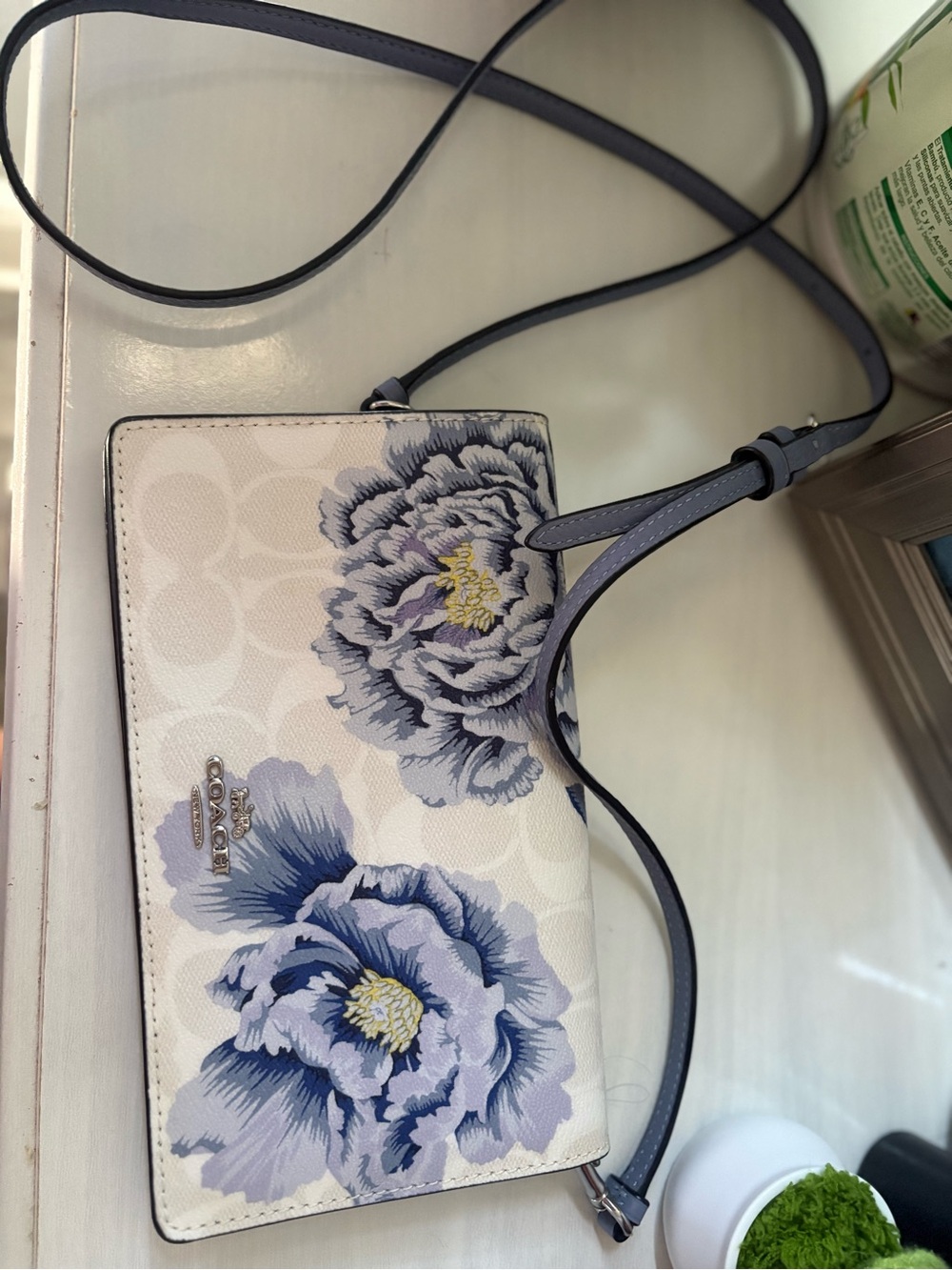 Coach Blue Floral Signature Crossbody Bag